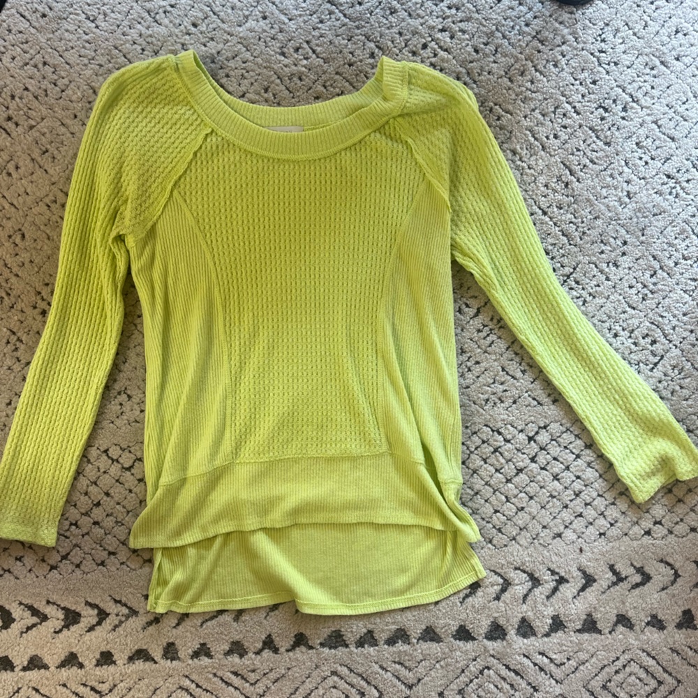 Anthropologie Eri & Ali Lime Green Scoop Neck